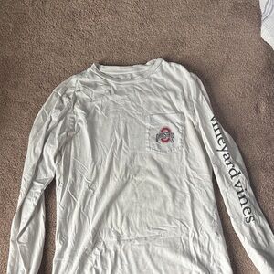 Vineyard Vines White Long Sleeve Tee with Logo